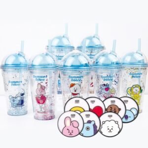 BT21 GLITTER COLDCUP+COASTER SET